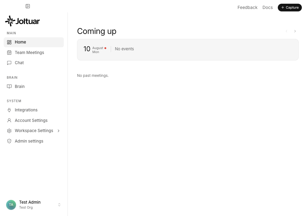 Your account in the sidebar