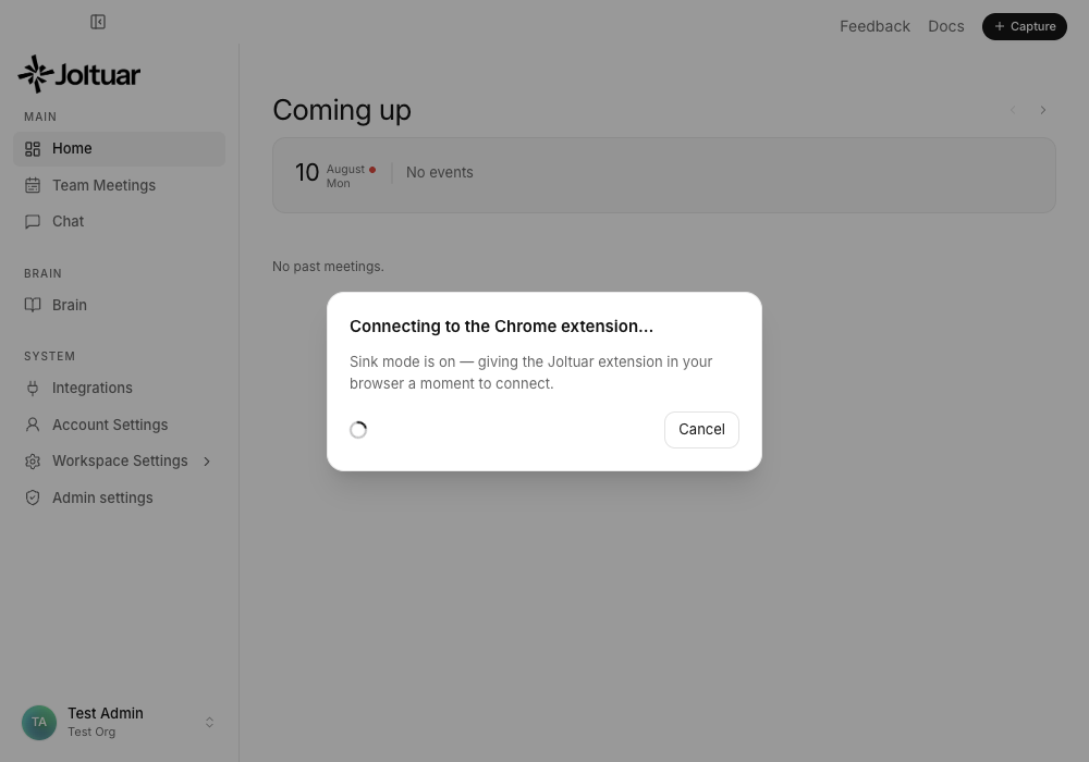 Connecting to the Chrome extension