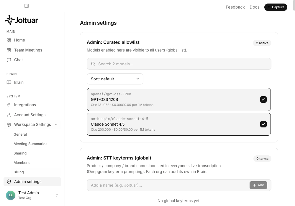 Open Admin → Credits